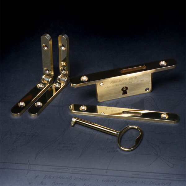 polished brass smartWare - the original and best box hardware, featuring smartHinges and a smartLock, the only 'live' action 1/4 turn box lock